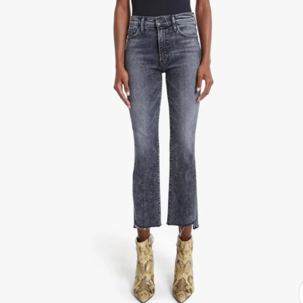 Mother Denim The Insider Crop Step Fray Jeans in Train Stops